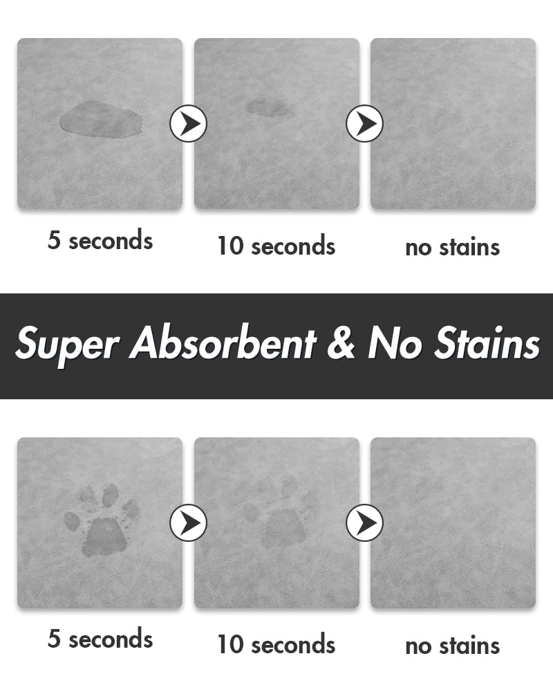 MontVoo-Absorbent Pet Feeding Mat-No Stains Pet Mat for Food and Water Bowl-Quick Dry Cat & Dog Food Mat Water Dispenser Mat-Pet Supplies Mat-Dog Water Bowl Mat for Messy Drinker,（Brown,16"x24"）