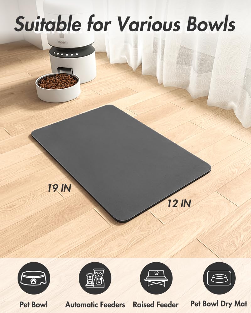 MontVoo-Absorbent Pet Feeding Mat-No Stains Pet Mat for Food and Water Bowl-Quick Dry Cat & Dog Food Mat Water Dispenser Mat-Pet Supplies Mat-Dog Water Bowl Mat for Messy Drinker,（Brown,16"x24"）