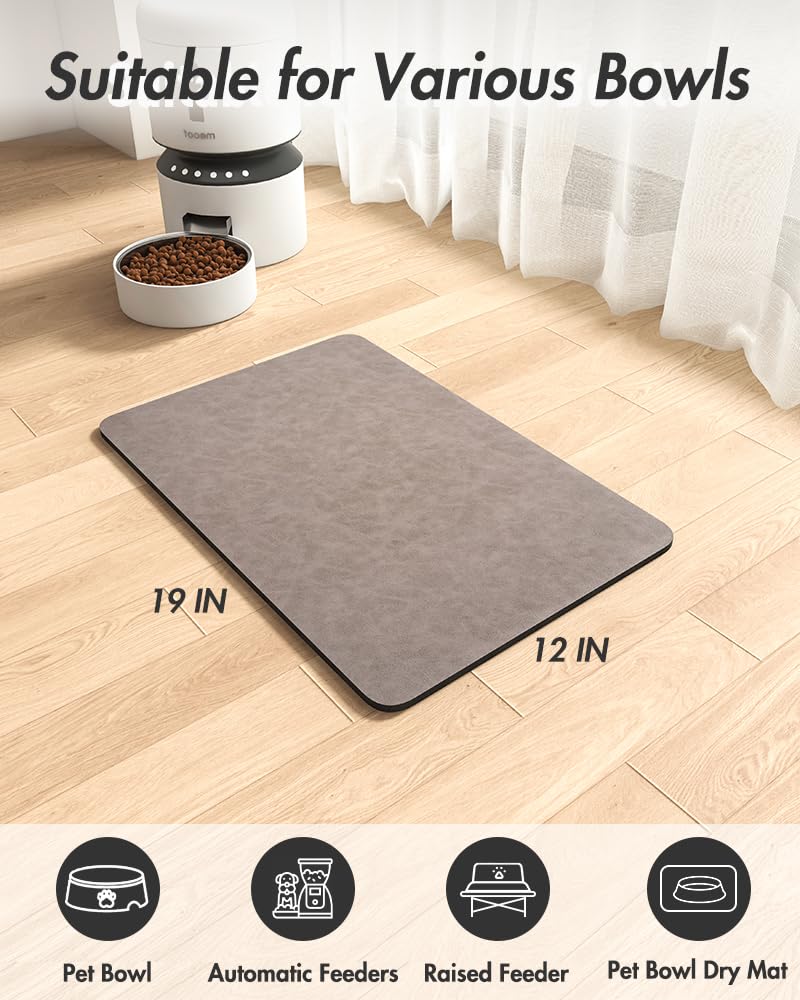 MontVoo-Absorbent Pet Feeding Mat-No Stains Pet Mat for Food and Water Bowl-Quick Dry Cat & Dog Food Mat Water Dispenser Mat-Pet Supplies Mat-Dog Water Bowl Mat for Messy Drinker,（Brown,16"x24"）