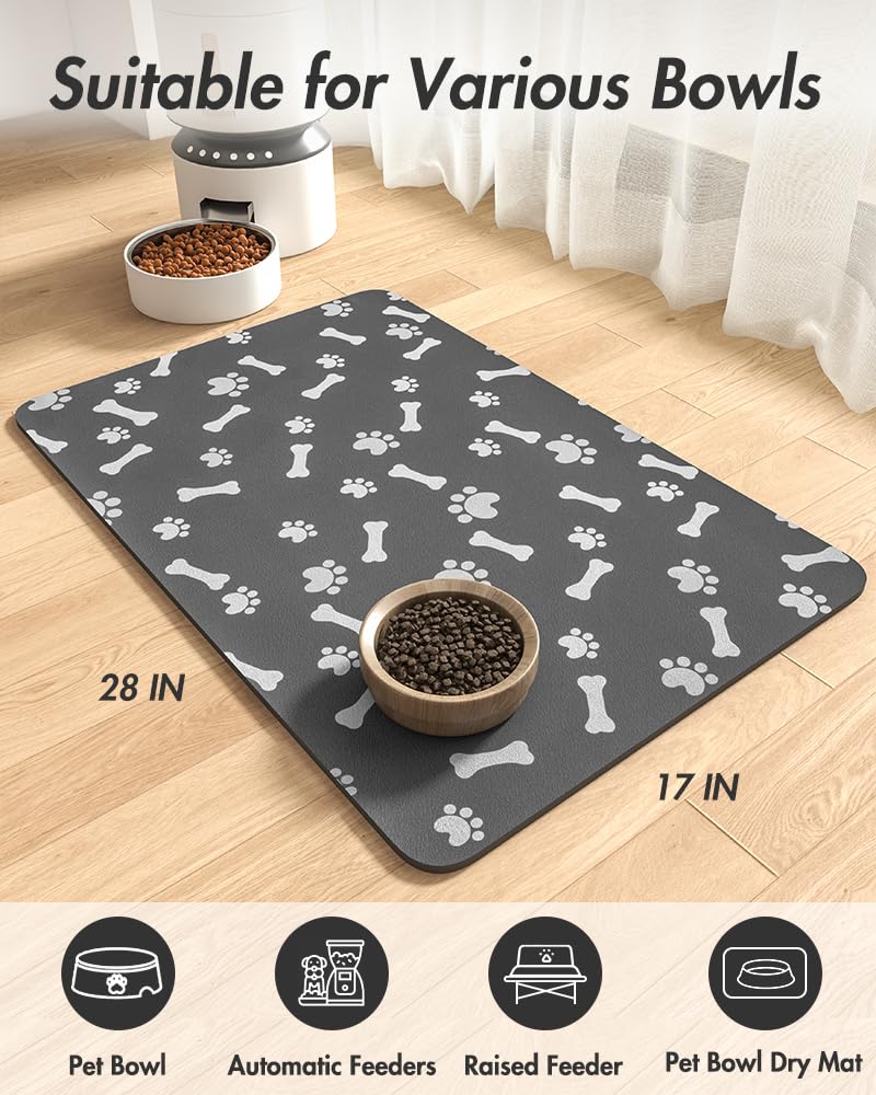 MontVoo-Absorbent Pet Feeding Mat-No Stains Pet Mat for Food and Water Bowl-Quick Dry Cat & Dog Food Mat Water Dispenser Mat-Pet Supplies Mat-Dog Water Bowl Mat for Messy Drinker,（Brown,16"x24"）
