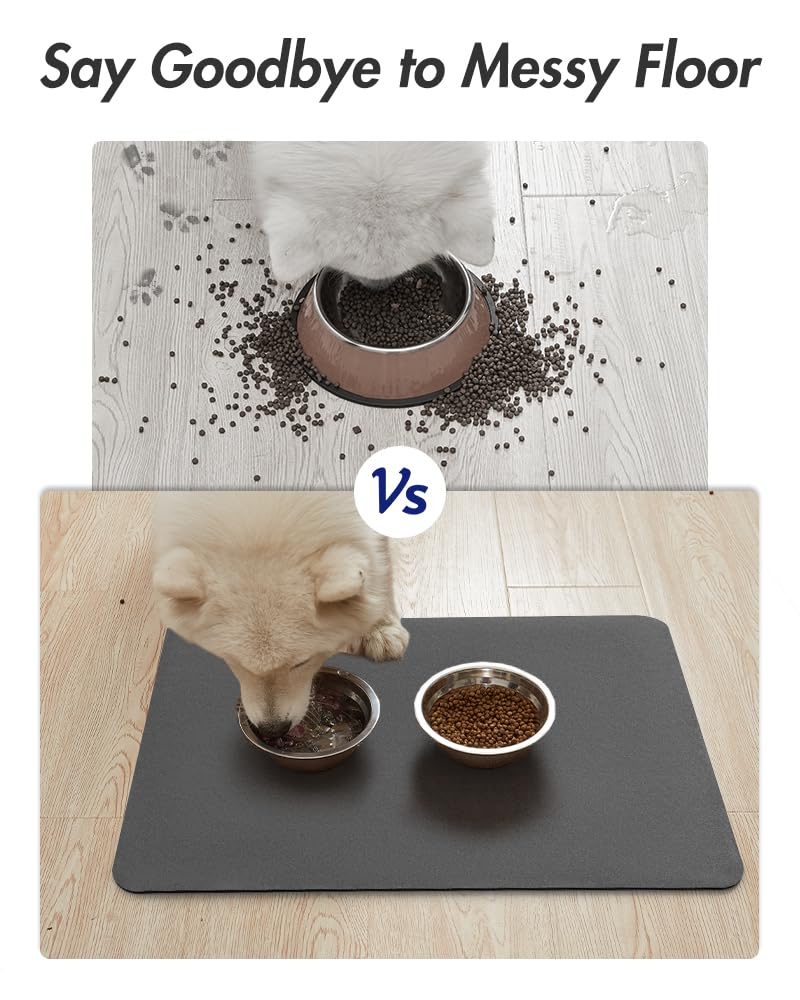 MontVoo-Absorbent Pet Feeding Mat-No Stains Pet Mat for Food and Water Bowl-Quick Dry Cat & Dog Food Mat Water Dispenser Mat-Pet Supplies Mat-Dog Water Bowl Mat for Messy Drinker,（Brown,16"x24"）