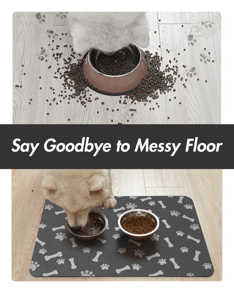 MontVoo-Absorbent Pet Feeding Mat-No Stains Pet Mat for Food and Water Bowl-Quick Dry Cat & Dog Food Mat Water Dispenser Mat-Pet Supplies Mat-Dog Water Bowl Mat for Messy Drinker,（Brown,16"x24"）
