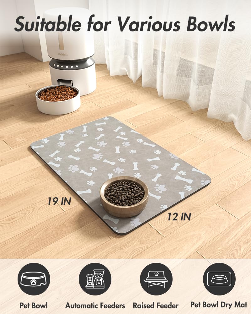 MontVoo-Absorbent Pet Feeding Mat-No Stains Pet Mat for Food and Water Bowl-Quick Dry Cat & Dog Food Mat Water Dispenser Mat-Pet Supplies Mat-Dog Water Bowl Mat for Messy Drinker,（Brown,16"x24"）