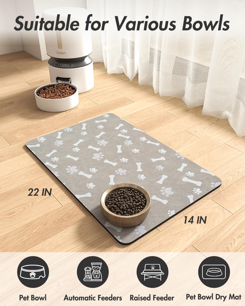 MontVoo-Absorbent Pet Feeding Mat-No Stains Pet Mat for Food and Water Bowl-Quick Dry Cat & Dog Food Mat Water Dispenser Mat-Pet Supplies Mat-Dog Water Bowl Mat for Messy Drinker,（Brown,16"x24"）