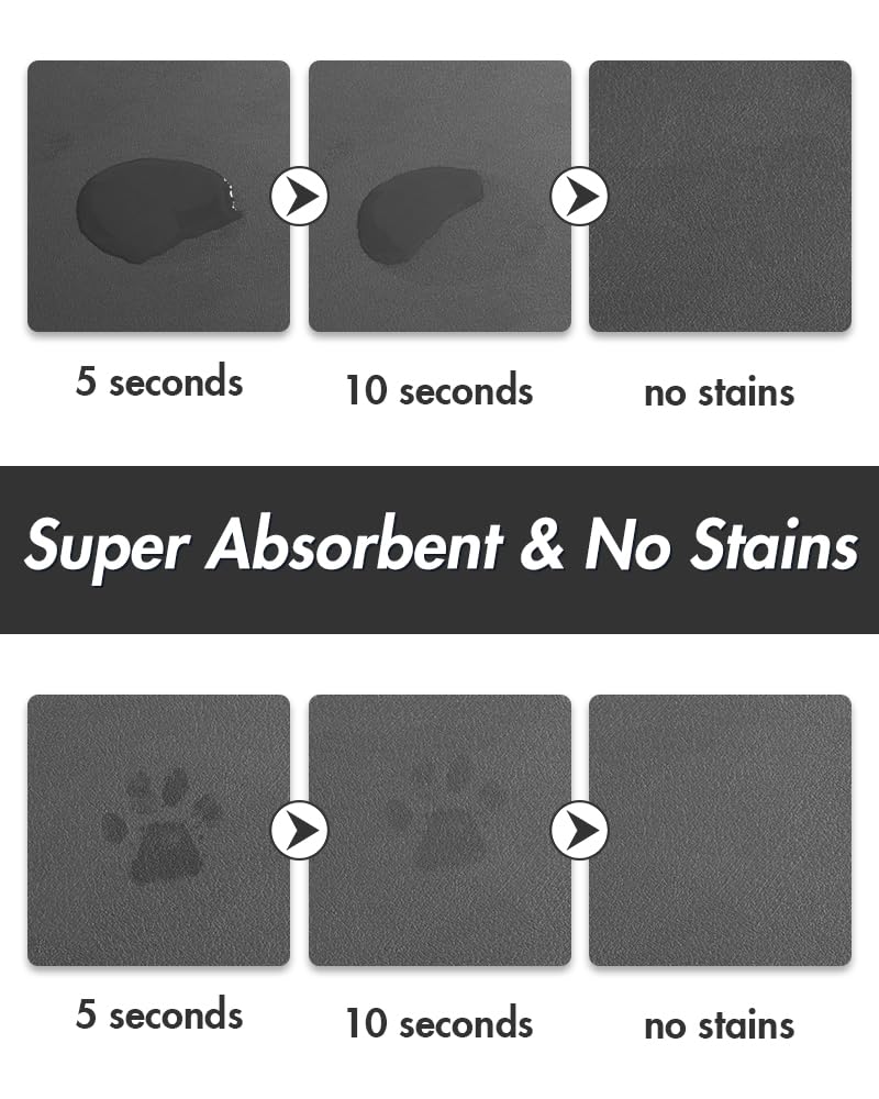 MontVoo-Absorbent Pet Feeding Mat-No Stains Pet Mat for Food and Water Bowl-Quick Dry Cat & Dog Food Mat Water Dispenser Mat-Pet Supplies Mat-Dog Water Bowl Mat for Messy Drinker,（Brown,16"x24"）