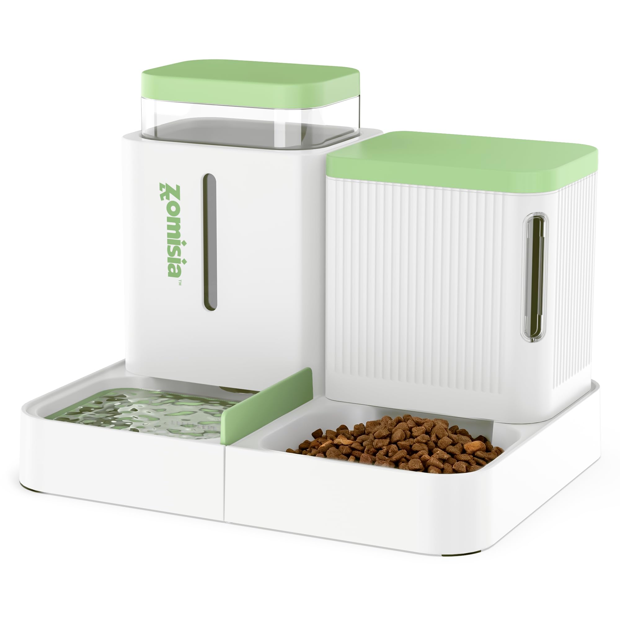 ZOMISIA Automatic Cat Feeder and Water Dispenser Set, 2 in 1 Gravity Cat Food Dispenser with 180 Degree Rotatable, Pet Self Feeding Large Capacity for Small Dogs Puppy Kitten, Black, 0.8 Gallon x 2