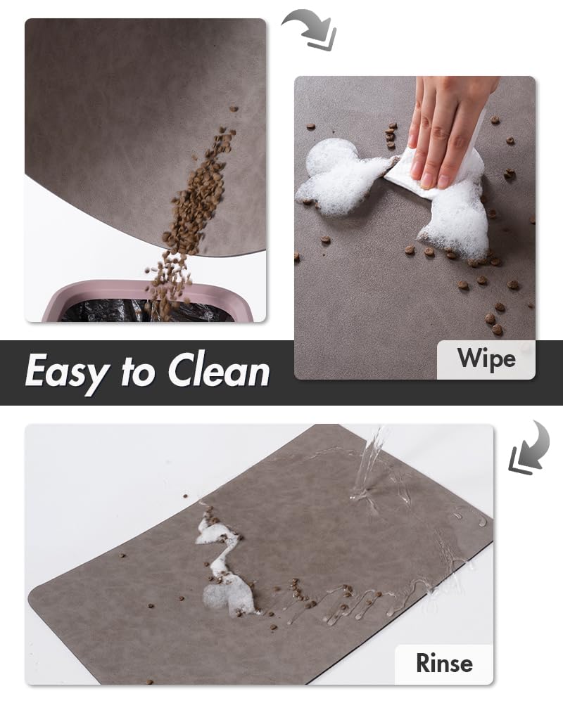 MontVoo-Absorbent Pet Feeding Mat-No Stains Pet Mat for Food and Water Bowl-Quick Dry Cat & Dog Food Mat Water Dispenser Mat-Pet Supplies Mat-Dog Water Bowl Mat for Messy Drinker,（Brown,16"x24"）