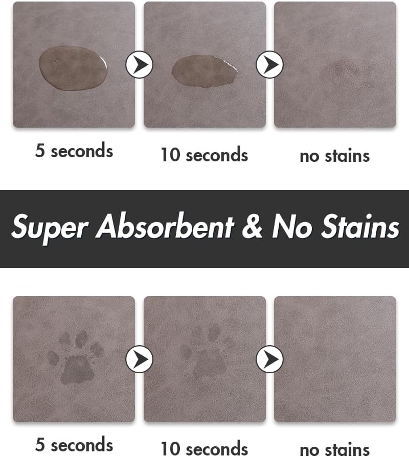 MontVoo-Absorbent Pet Feeding Mat-No Stains Pet Mat for Food and Water Bowl-Quick Dry Cat & Dog Food Mat Water Dispenser Mat-Pet Supplies Mat-Dog Water Bowl Mat for Messy Drinker,（Brown,16"x24"）
