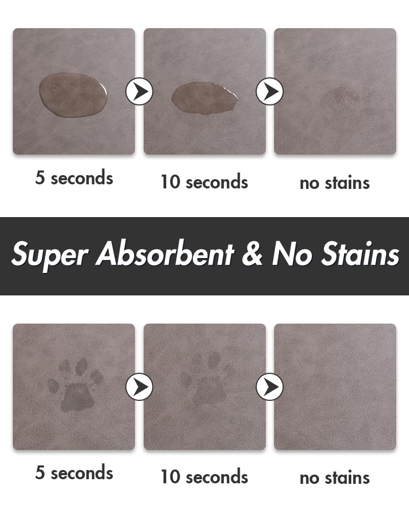 MontVoo-Absorbent Pet Feeding Mat-No Stains Pet Mat for Food and Water Bowl-Quick Dry Cat & Dog Food Mat Water Dispenser Mat-Pet Supplies Mat-Dog Water Bowl Mat for Messy Drinker,（Brown,16"x24"）