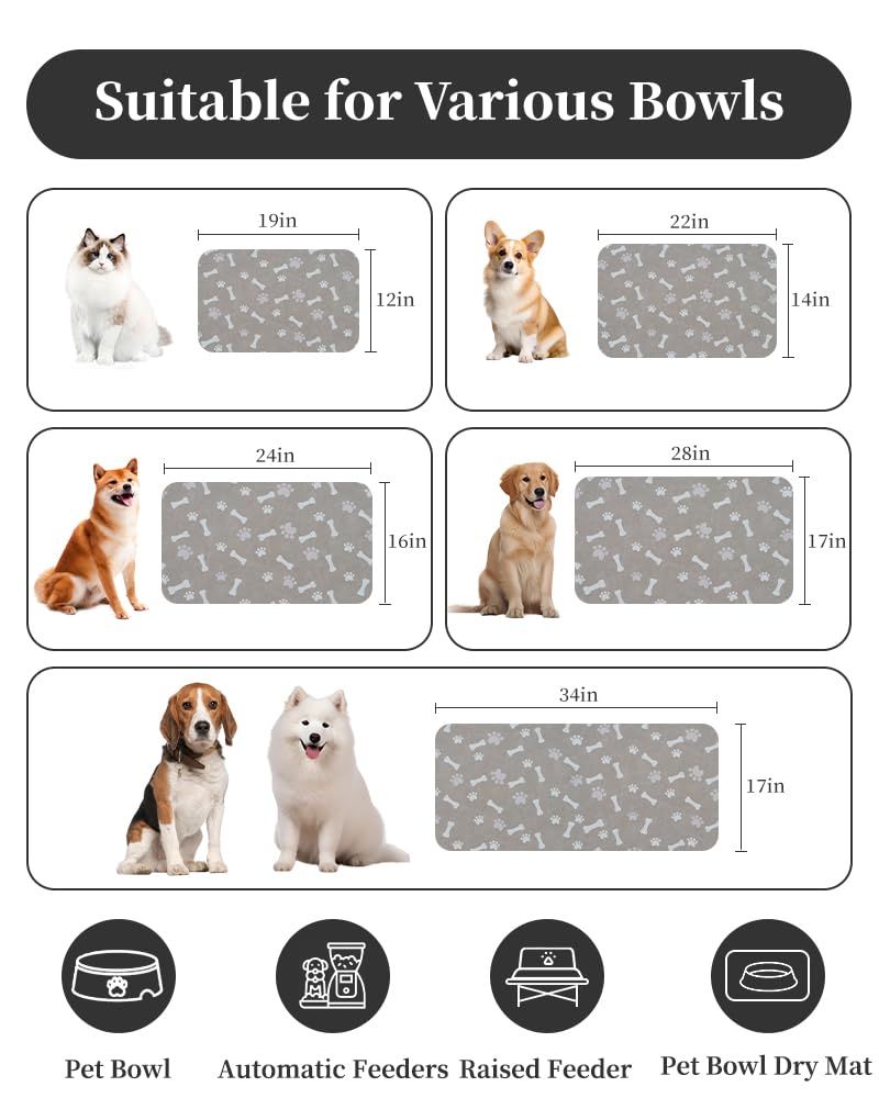 MontVoo-Absorbent Pet Feeding Mat-No Stains Pet Mat for Food and Water Bowl-Quick Dry Cat & Dog Food Mat Water Dispenser Mat-Pet Supplies Mat-Dog Water Bowl Mat for Messy Drinker,（Brown,16"x24"）