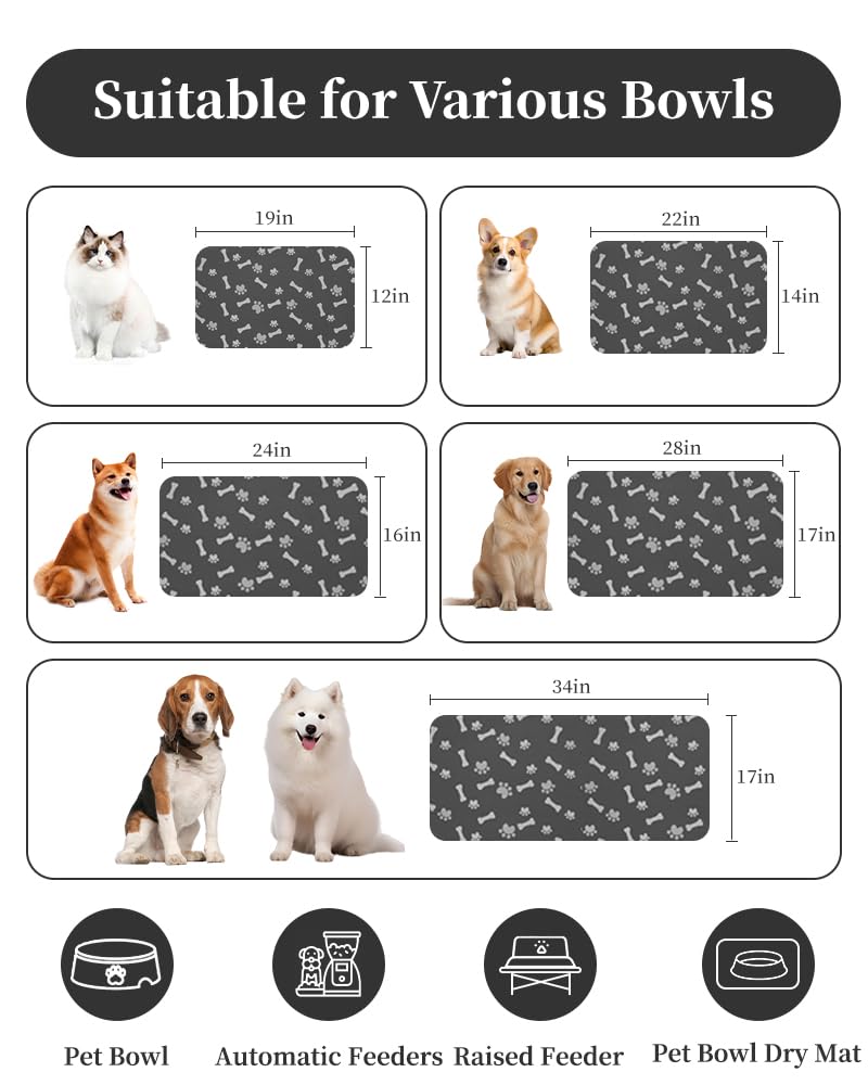 MontVoo-Absorbent Pet Feeding Mat-No Stains Pet Mat for Food and Water Bowl-Quick Dry Cat & Dog Food Mat Water Dispenser Mat-Pet Supplies Mat-Dog Water Bowl Mat for Messy Drinker,（Brown,16"x24"）