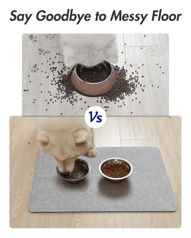 MontVoo-Absorbent Pet Feeding Mat-No Stains Pet Mat for Food and Water Bowl-Quick Dry Cat & Dog Food Mat Water Dispenser Mat-Pet Supplies Mat-Dog Water Bowl Mat for Messy Drinker,（Brown,16"x24"）