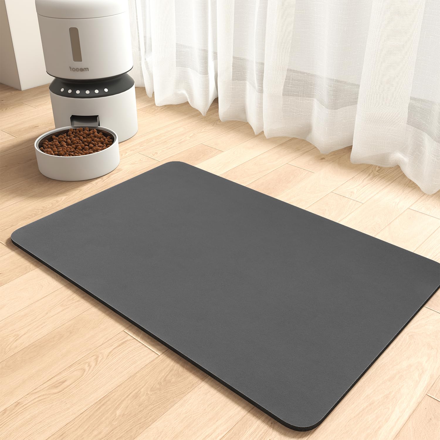 MontVoo-Absorbent Pet Feeding Mat-No Stains Pet Mat for Food and Water Bowl-Quick Dry Cat & Dog Food Mat Water Dispenser Mat-Pet Supplies Mat-Dog Water Bowl Mat for Messy Drinker,（Brown,16"x24"）