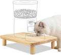 SZEE Cat Food Stand, Elevated Cat Feeder Stand for Automatic Feeder & Bowls | Lifted Cat Food Table Station, Raises Feeder/Bowl by 2 3/8", Relieves Spine and Joints Noticeably on Pets - Solid Pine Wood
