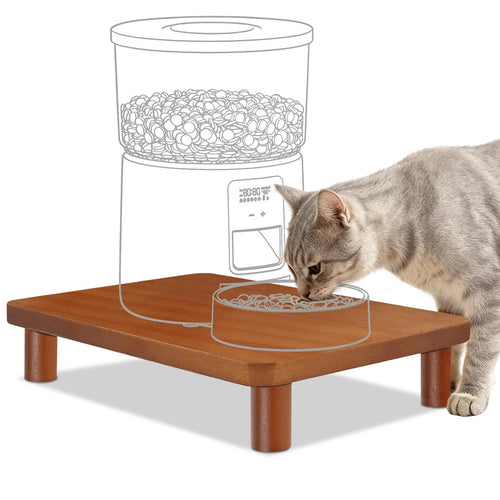 SZEE Cat Food Stand, Elevated Cat Feeder Stand for Automatic Feeder & Bowls | Lifted Cat Food Table Station, Raises Feeder/Bowl by 2 3/8", Relieves Spine and Joints Noticeably on Pets - Solid Pine Wood