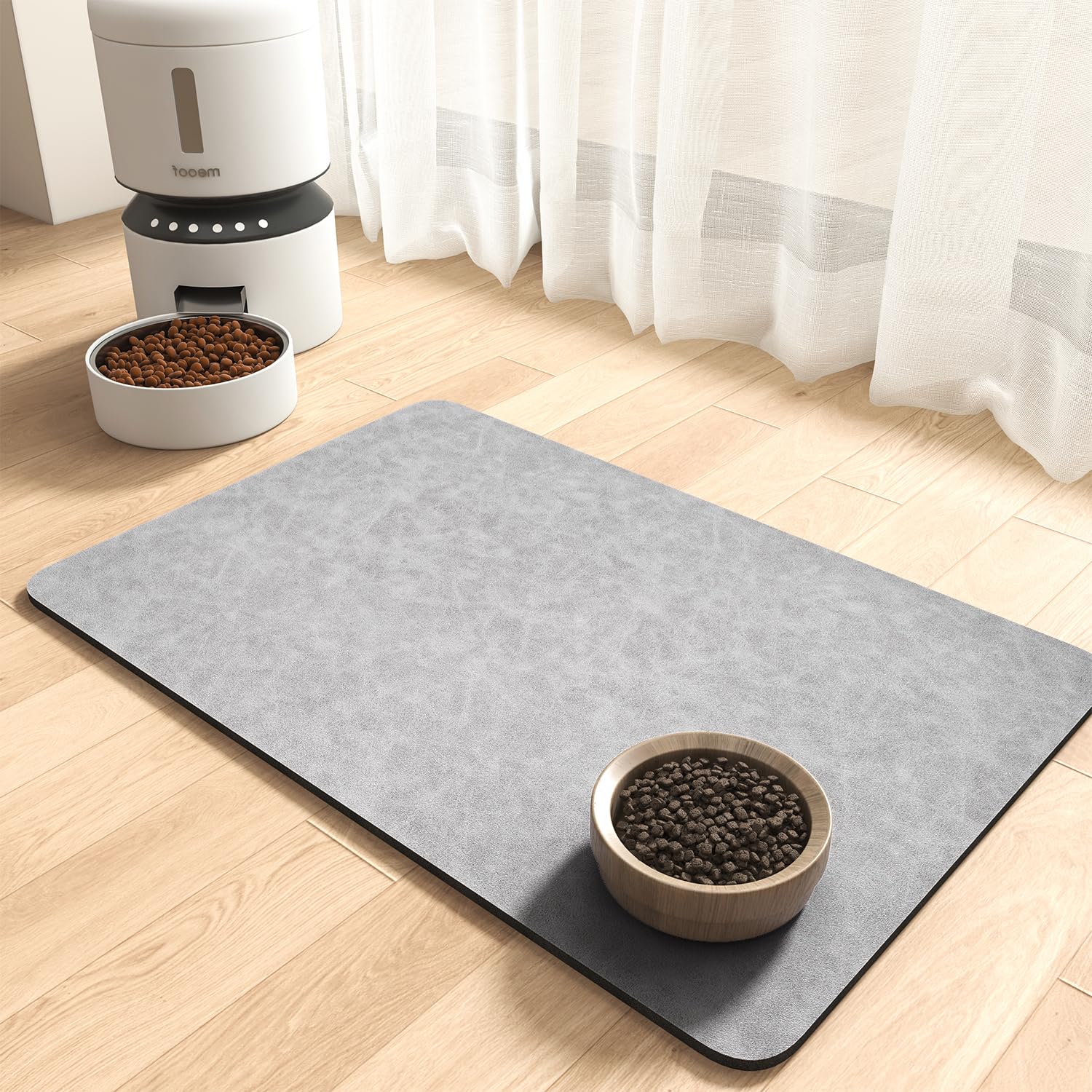 MontVoo-Absorbent Pet Feeding Mat-No Stains Pet Mat for Food and Water Bowl-Quick Dry Cat & Dog Food Mat Water Dispenser Mat-Pet Supplies Mat-Dog Water Bowl Mat for Messy Drinker,（Brown,16"x24"）