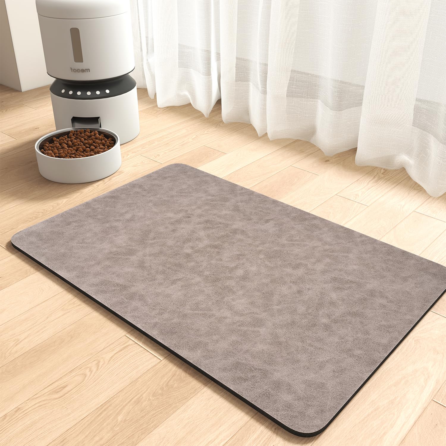 MontVoo-Absorbent Pet Feeding Mat-No Stains Pet Mat for Food and Water Bowl-Quick Dry Cat & Dog Food Mat Water Dispenser Mat-Pet Supplies Mat-Dog Water Bowl Mat for Messy Drinker,（Brown,16"x24"）
