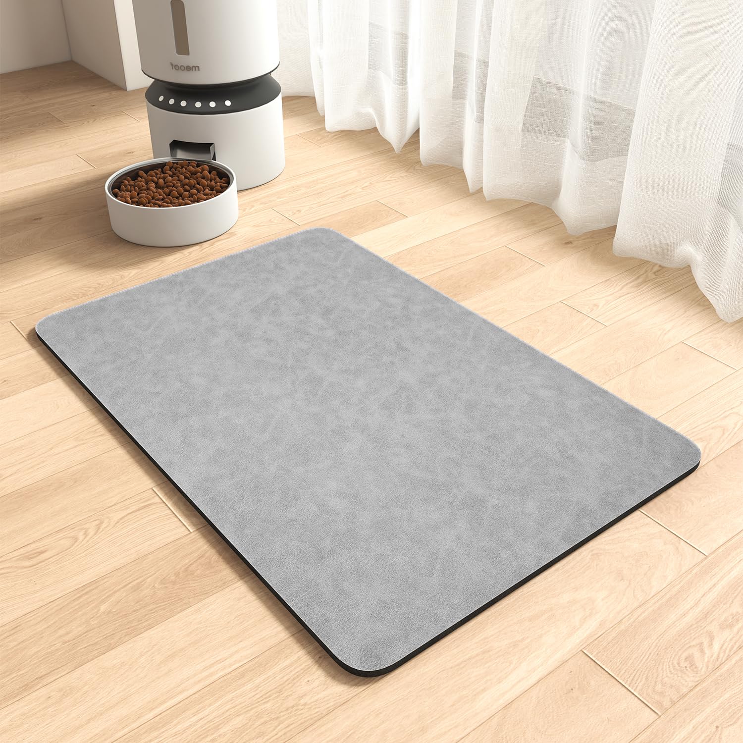MontVoo-Absorbent Pet Feeding Mat-No Stains Pet Mat for Food and Water Bowl-Quick Dry Cat & Dog Food Mat Water Dispenser Mat-Pet Supplies Mat-Dog Water Bowl Mat for Messy Drinker,（Brown,16"x24"）